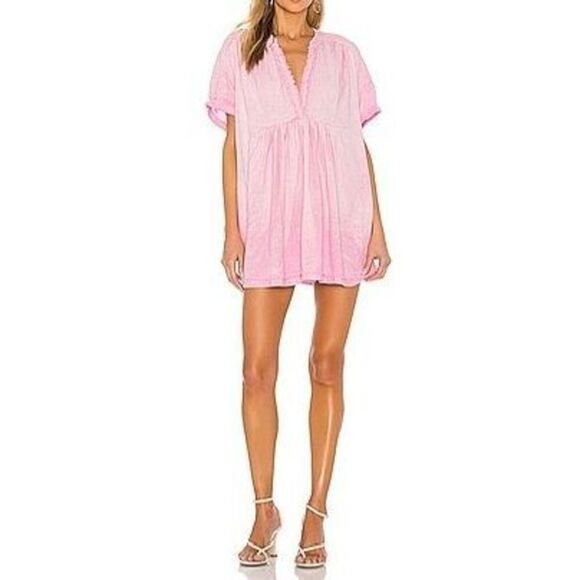FREE PEOPLE  LINEN Tunic in Pink  Size XS - Picture 10 of 10